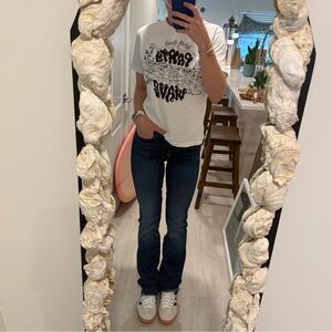 MOTHER “The Hustler Heel Fray” -Women's mid Rise bootcut Jeans - Dark Blue